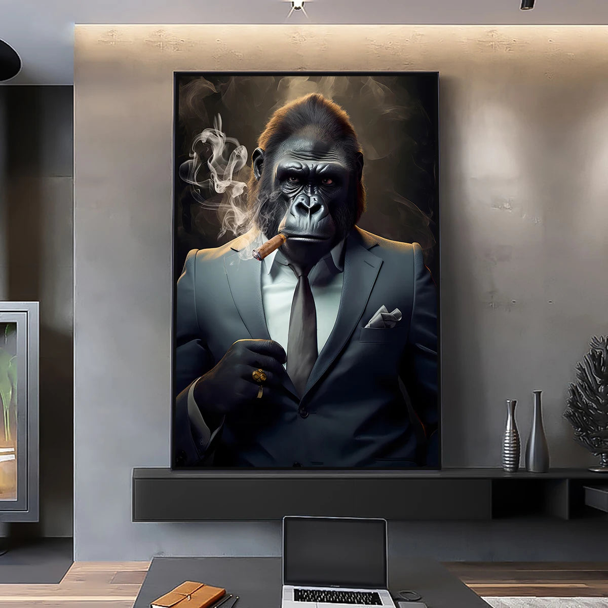 Gorilla Wear Suit Wall Art Canvas Painting Abstract