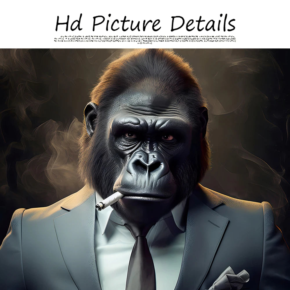 Gorilla Wear Suit Wall Art Canvas Painting Abstract