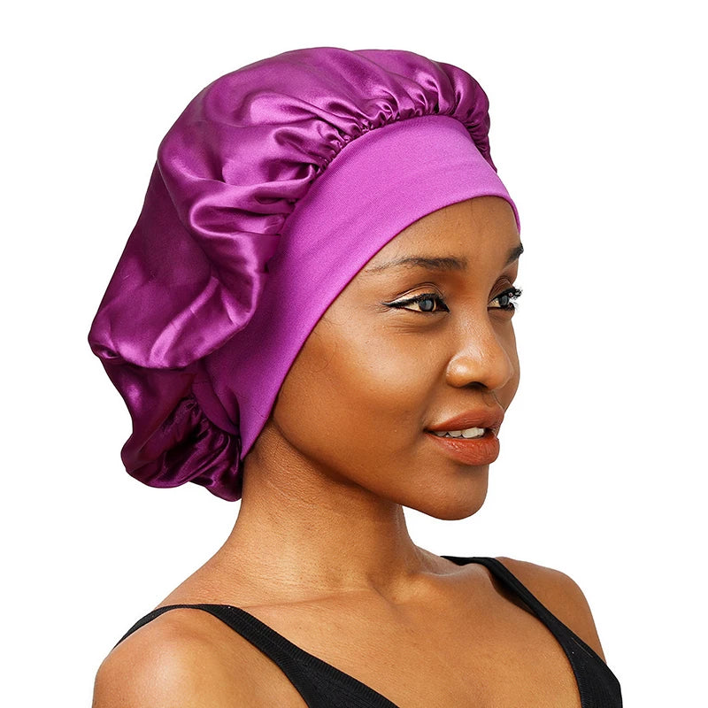 Satin Solid Wide-brimmed Sleeping Hat