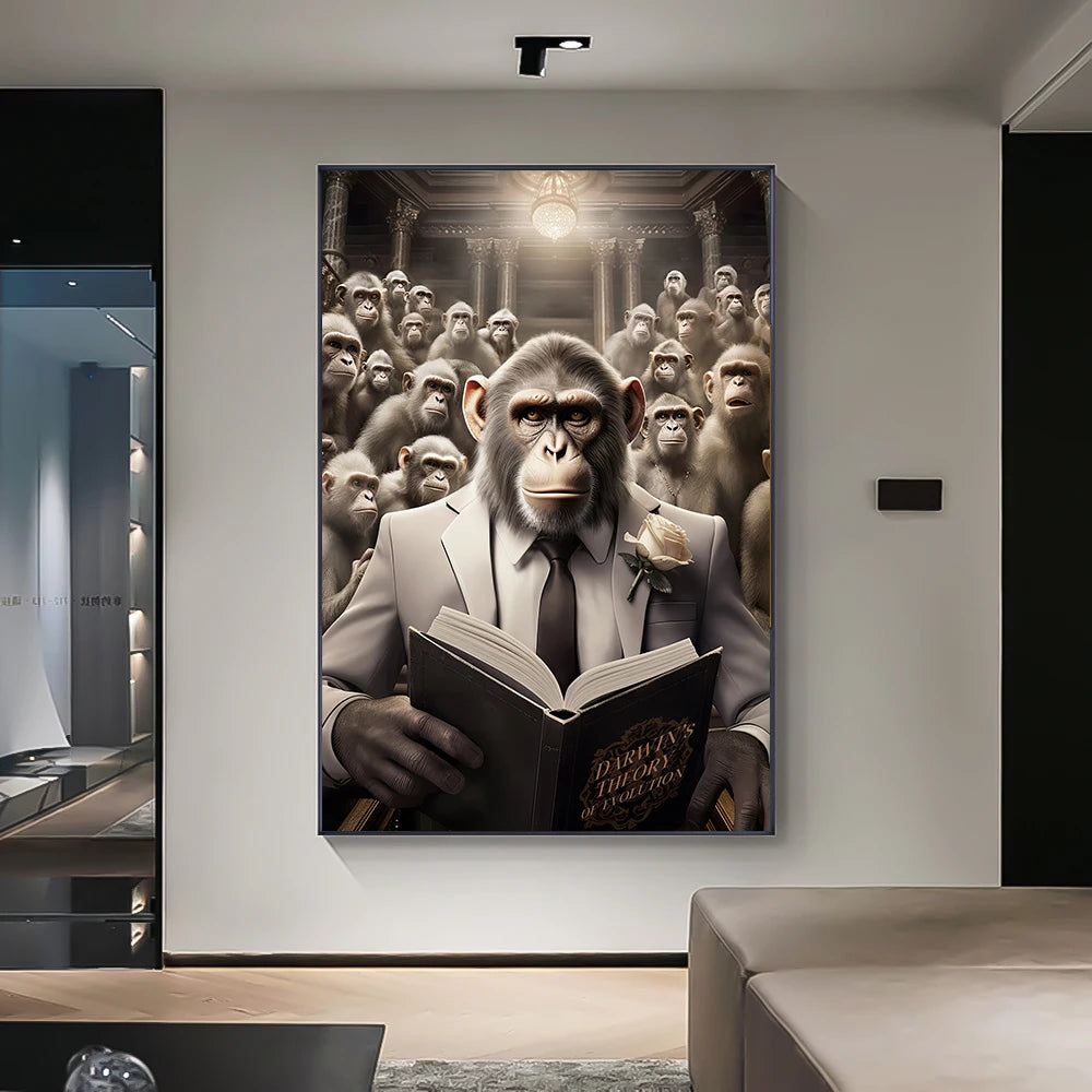 Gorilla Wear Suit Wall Art Canvas Painting Abstract