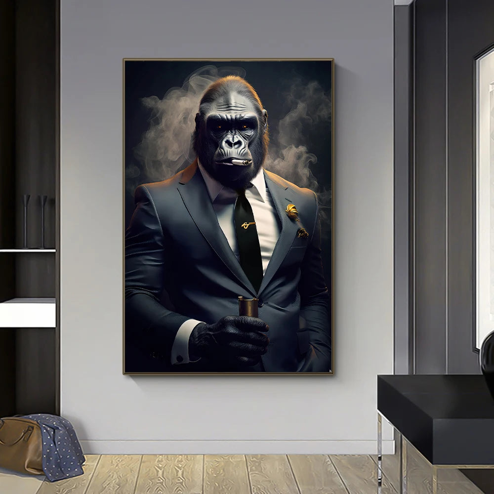 Gorilla Wear Suit Wall Art Canvas Painting Abstract